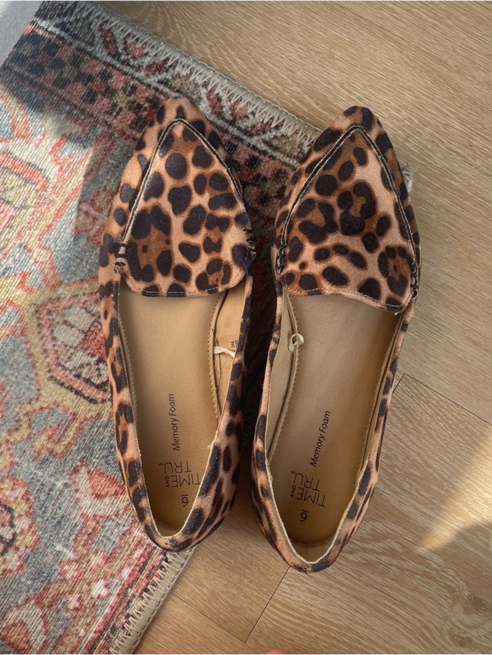 Leopard Print Pointed Toe Flats - Brown